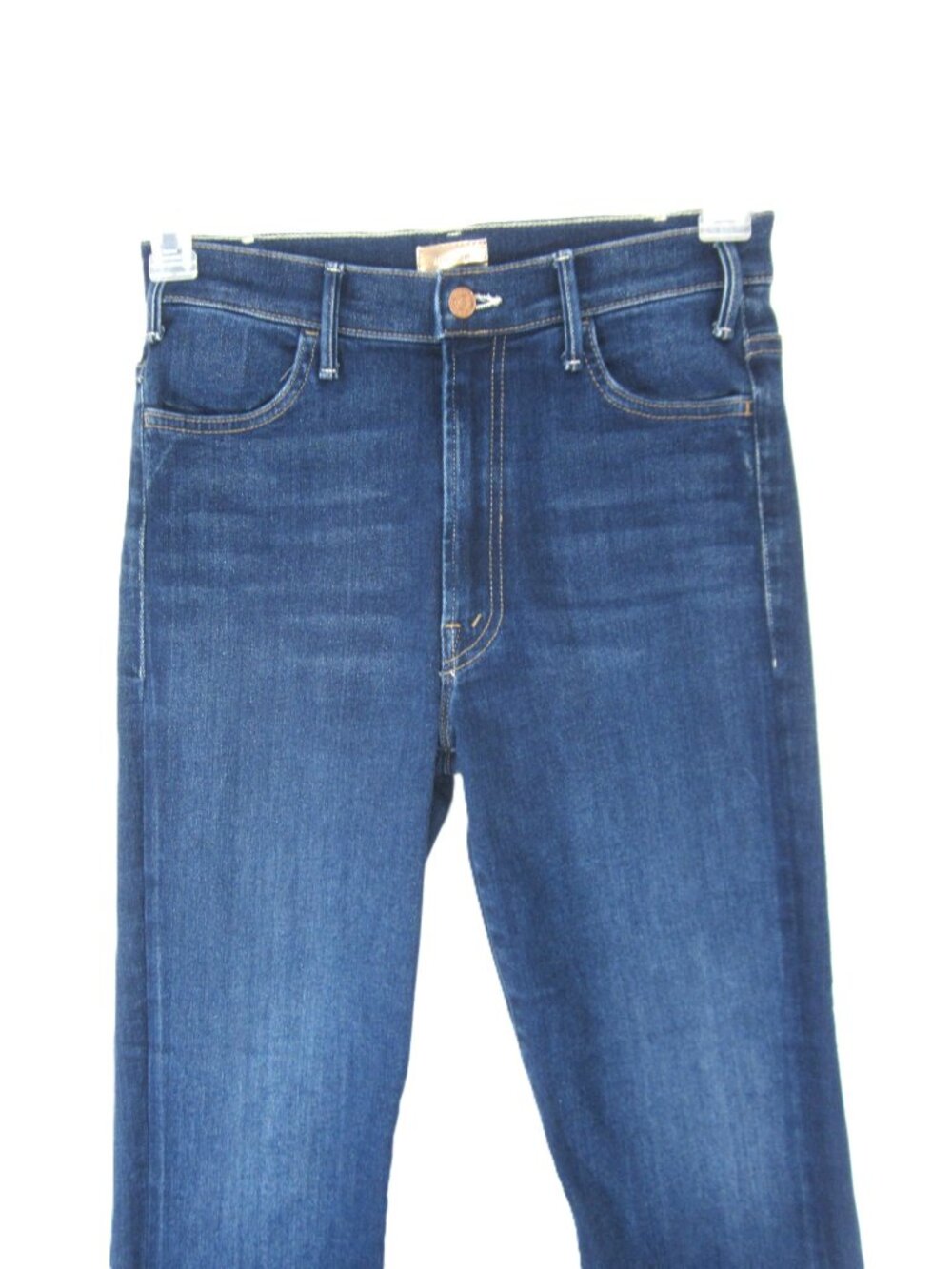 MOTHER 27 Hustler Ankle Fray Flare Jeans Raw Hem Home Movies Medium Blue Wash - Picture 3 of 9